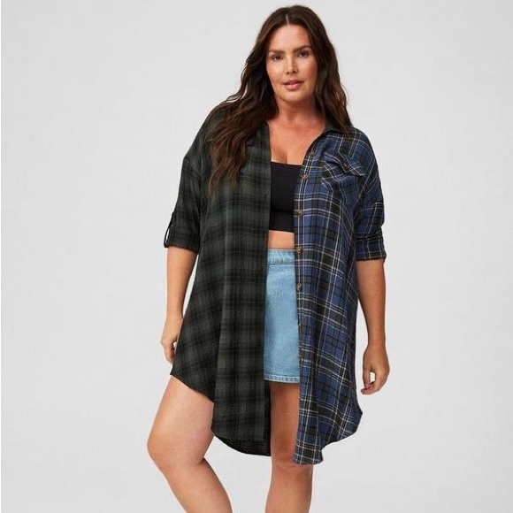 torrid Tops - Torrid Flannel Gauze Oversized Shacket Size 4X